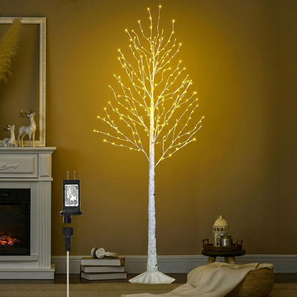 2-Pack 6FT Lighted Birch Tree with Timer, Total 520 LED Tree Lights | Aesthetic Pre-lit Artificial Twig Trees Plug in, Waterproof Fairy Light Tree for Room, Party, Christmas, Indoor Outdoor Decor
