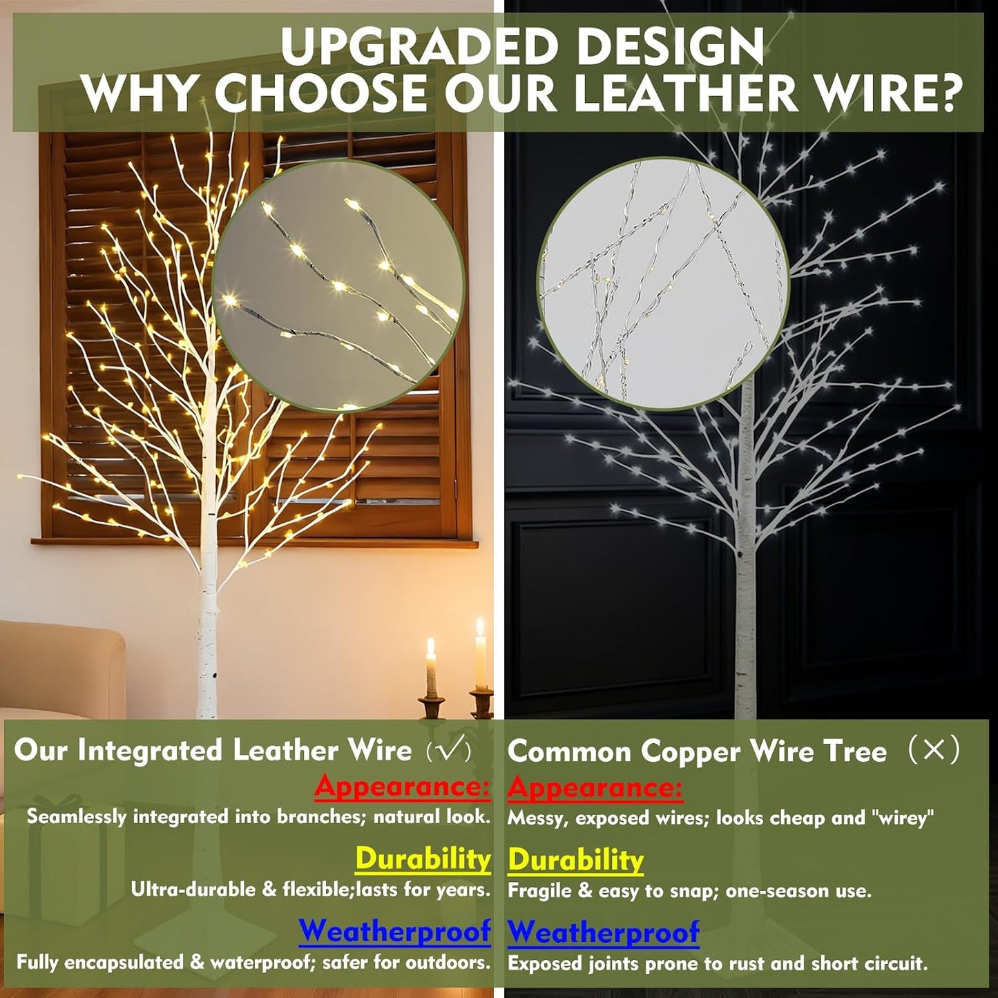 2-Pack 6FT Lighted Birch Tree with Timer, Total 520 LED Tree Lights | Aesthetic Pre-lit Artificial Twig Trees Plug in, Waterproof Fairy Light Tree for Room, Party, Christmas, Indoor Outdoor Decor