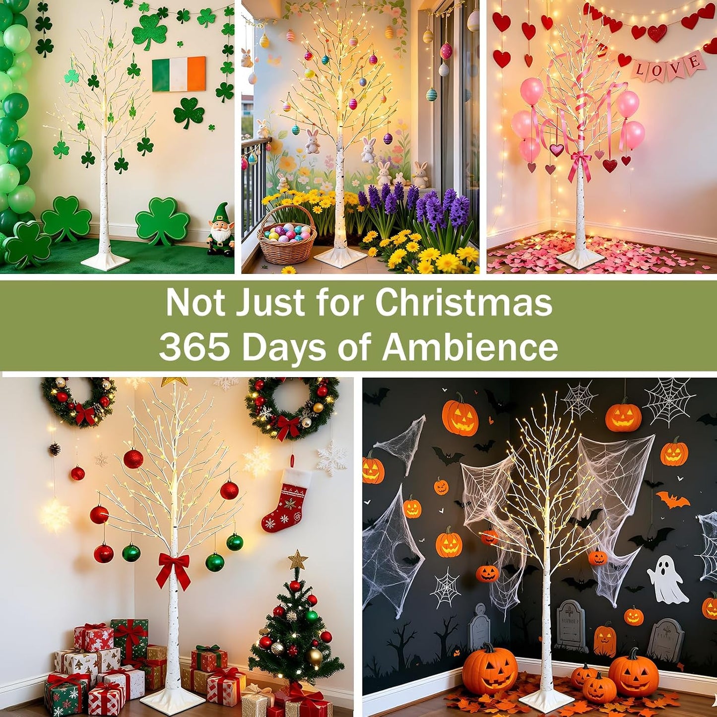 2-Pack 6FT Lighted Birch Tree with Timer, Total 520 LED Tree Lights | Aesthetic Pre-lit Artificial Twig Trees Plug in, Waterproof Fairy Light Tree for Room, Party, Christmas, Indoor Outdoor Decor