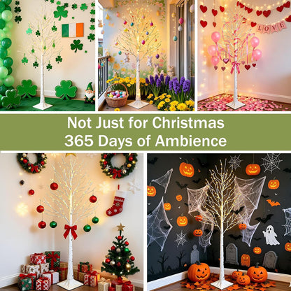 2-Pack 6FT Lighted Birch Tree with Timer, Total 520 LED Tree Lights | Aesthetic Pre-lit Artificial Twig Trees Plug in, Waterproof Fairy Light Tree for Room, Party, Christmas, Indoor Outdoor Decor