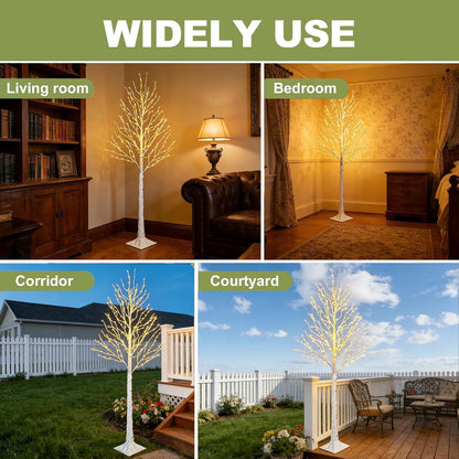2-Pack 6FT Lighted Birch Tree with Timer, Total 520 LED Tree Lights | Aesthetic Pre-lit Artificial Twig Trees Plug in, Waterproof Fairy Light Tree for Room, Party, Christmas, Indoor Outdoor Decor