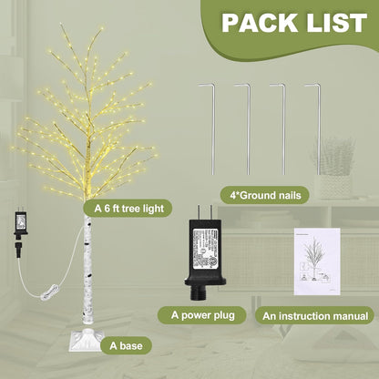 2-Pack 6FT Lighted Birch Tree with Timer, Total 520 LED Tree Lights | Aesthetic Pre-lit Artificial Twig Trees Plug in, Waterproof Fairy Light Tree for Room, Party, Christmas, Indoor Outdoor Decor