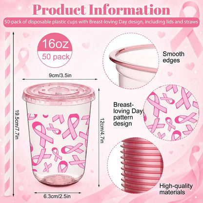 50 Sets Yellow Lemon Clear Plastic Cups with Lids & Straws 16 oz Party Tumblers for Iced Coffee, Smoothies, Juice & More Cute Disposable Pet Mugs for Birthdays & Gatherings