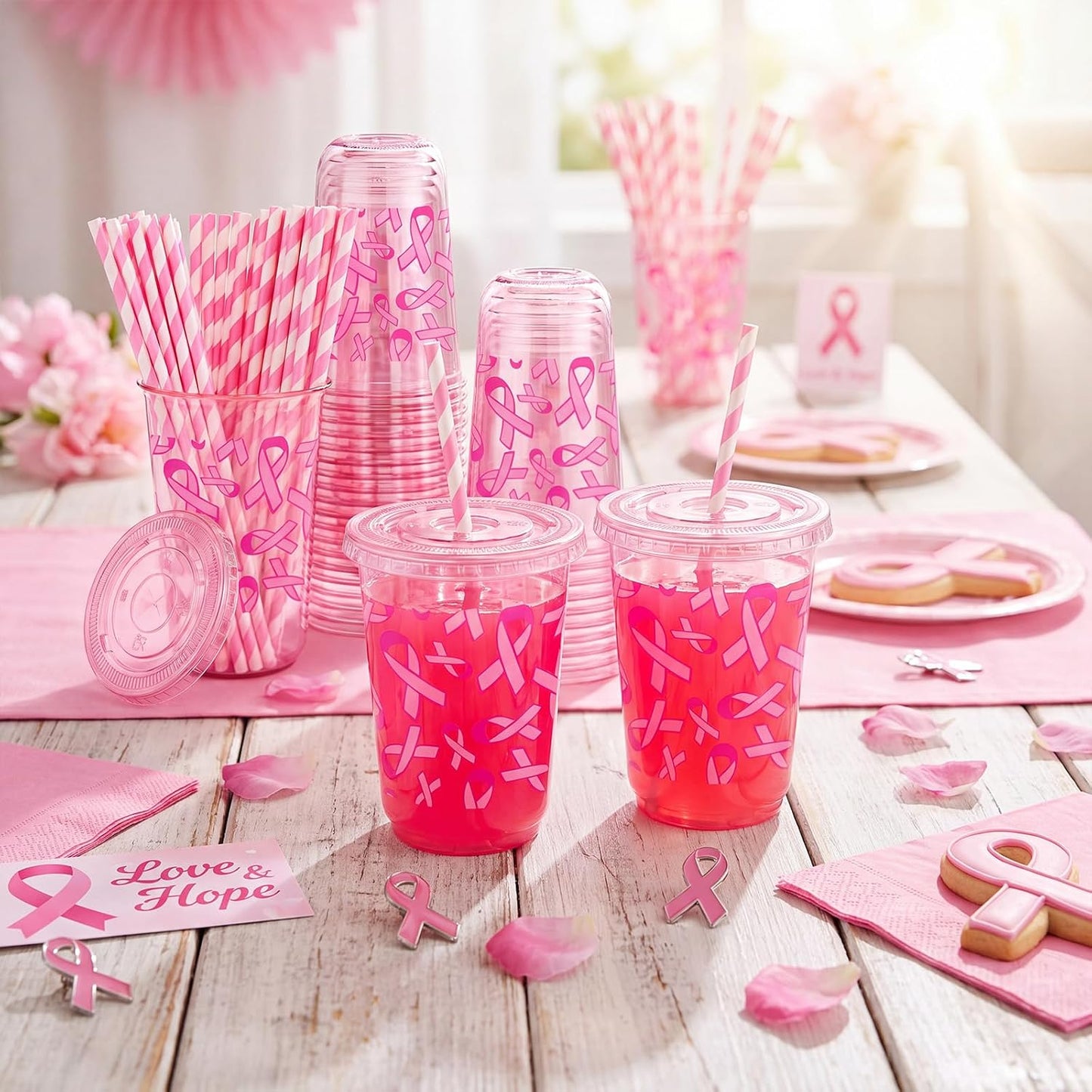 50 Sets Yellow Lemon Clear Plastic Cups with Lids & Straws 16 oz Party Tumblers for Iced Coffee, Smoothies, Juice & More Cute Disposable Pet Mugs for Birthdays & Gatherings