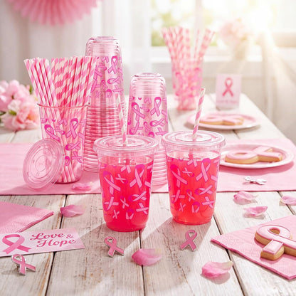 50 Sets Yellow Lemon Clear Plastic Cups with Lids & Straws 16 oz Party Tumblers for Iced Coffee, Smoothies, Juice & More Cute Disposable Pet Mugs for Birthdays & Gatherings