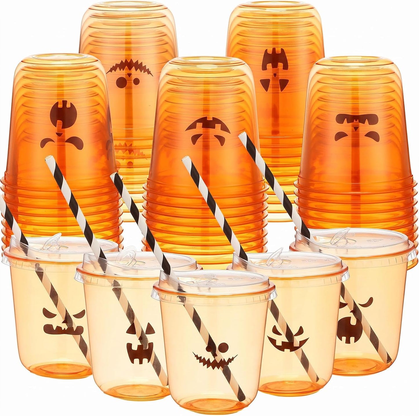 50 Sets Yellow Lemon Clear Plastic Cups with Lids & Straws 16 oz Party Tumblers for Iced Coffee, Smoothies, Juice & More Cute Disposable Pet Mugs for Birthdays & Gatherings