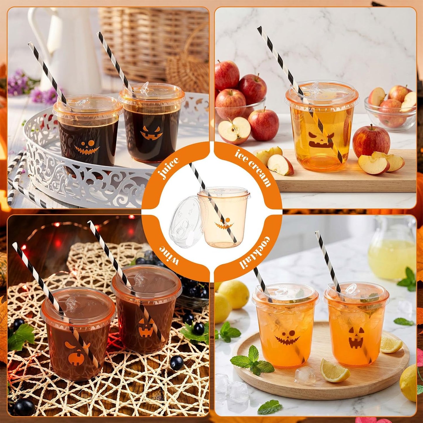 50 Sets Yellow Lemon Clear Plastic Cups with Lids & Straws 16 oz Party Tumblers for Iced Coffee, Smoothies, Juice & More Cute Disposable Pet Mugs for Birthdays & Gatherings