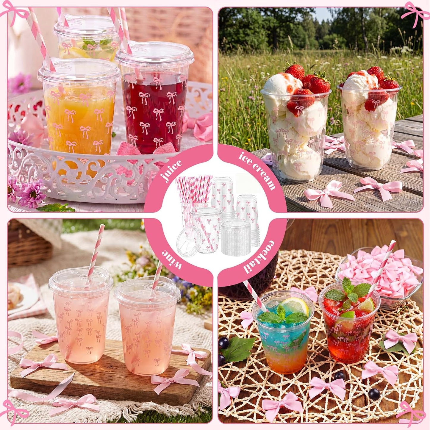 50 Sets Yellow Lemon Clear Plastic Cups with Lids & Straws 16 oz Party Tumblers for Iced Coffee, Smoothies, Juice & More Cute Disposable Pet Mugs for Birthdays & Gatherings