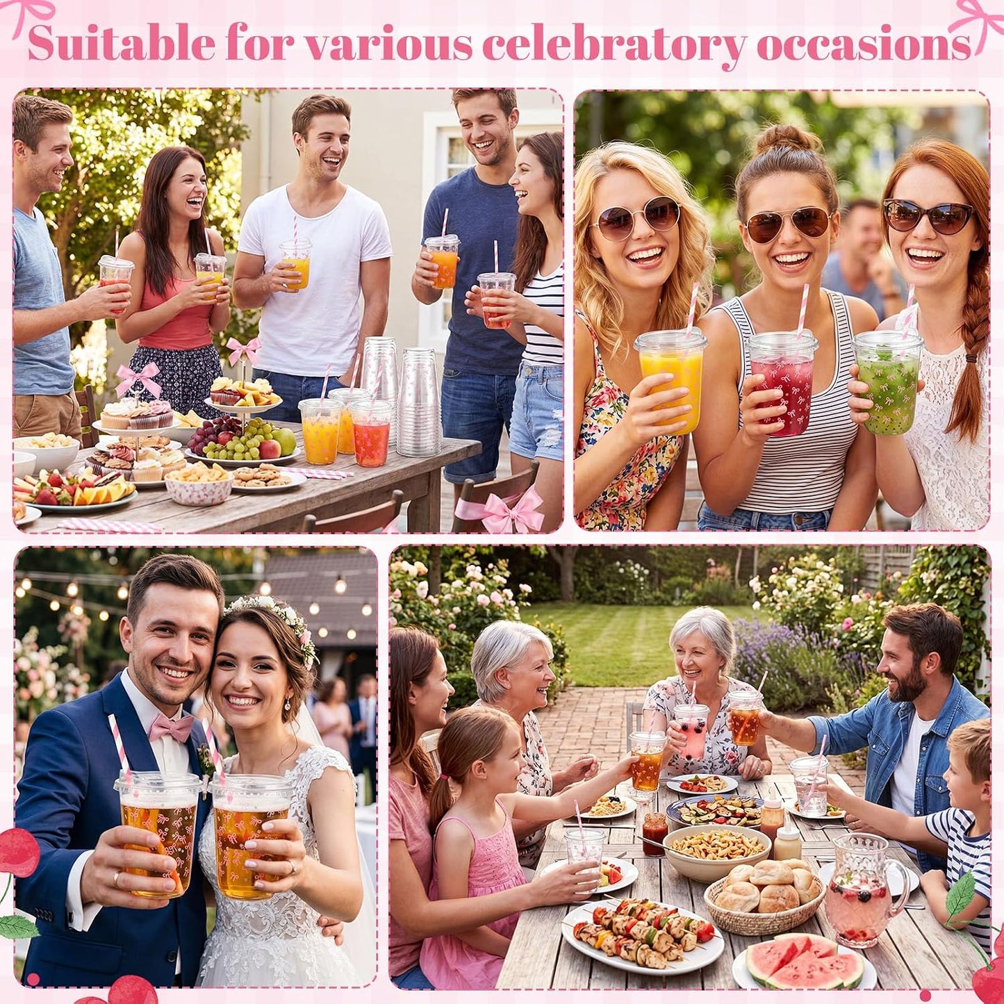 50 Sets Yellow Lemon Clear Plastic Cups with Lids & Straws 16 oz Party Tumblers for Iced Coffee, Smoothies, Juice & More Cute Disposable Pet Mugs for Birthdays & Gatherings