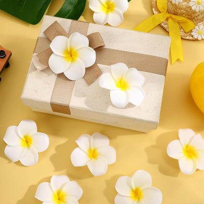 48Pcs Artificial Plumeria Flowers,5 CM White Foam Frangipani Flowers | EVA Foam Material DIY Design Hawaiian Style Reusable Artificial Florals