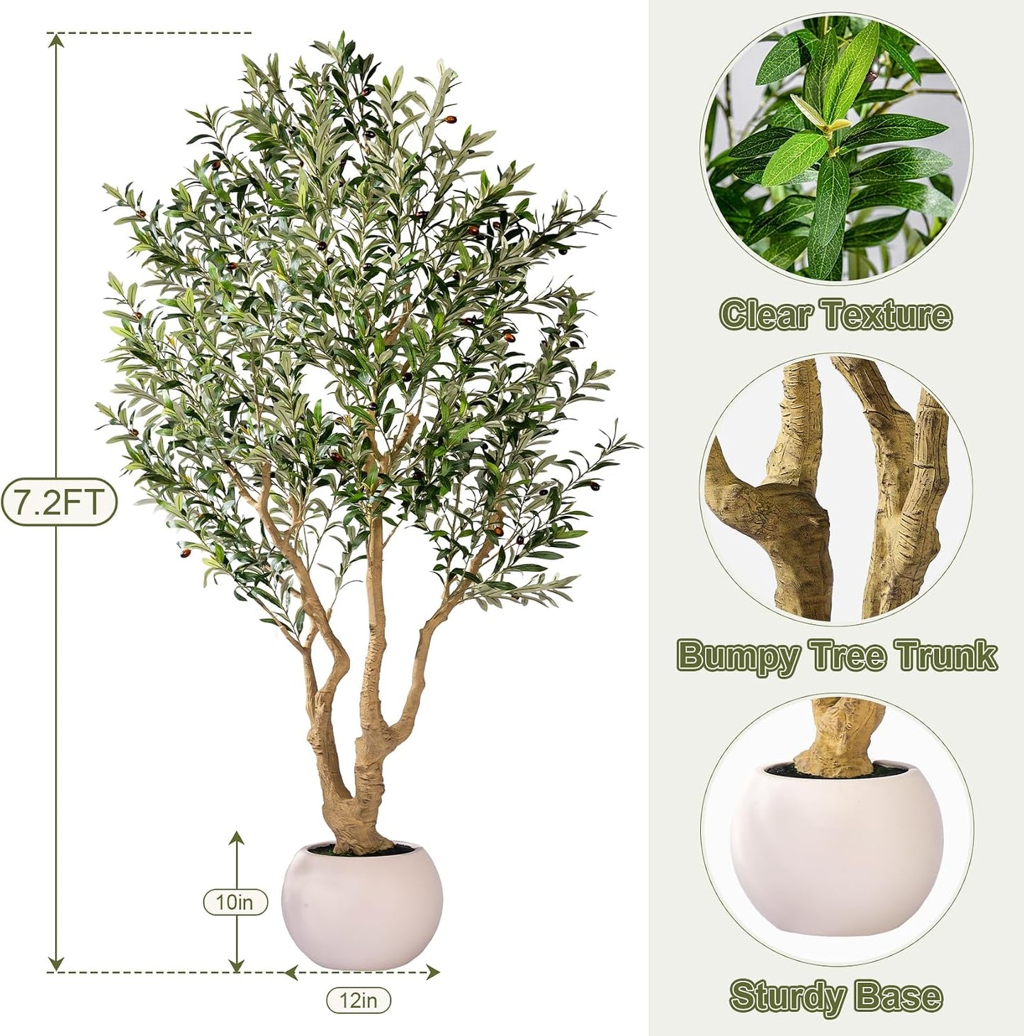 7ft Faux Olive Tree with Pot & Moss Artificial Olive Plant Fake Olive Tree for Home Decor, Large Indoor Artificial Trees Faux Plants Indoor Durable Artificial Trees for Living Room/Office