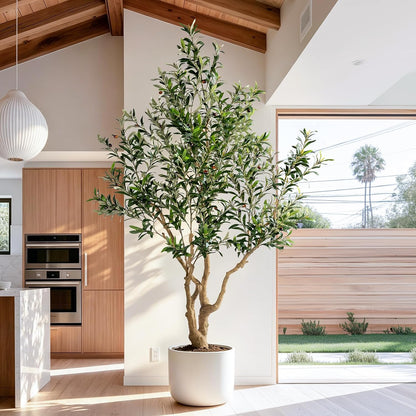 7ft Faux Olive Tree with Pot & Moss Artificial Olive Plant Fake Olive Tree for Home Decor, Large Indoor Artificial Trees Faux Plants Indoor Durable Artificial Trees for Living Room/Office