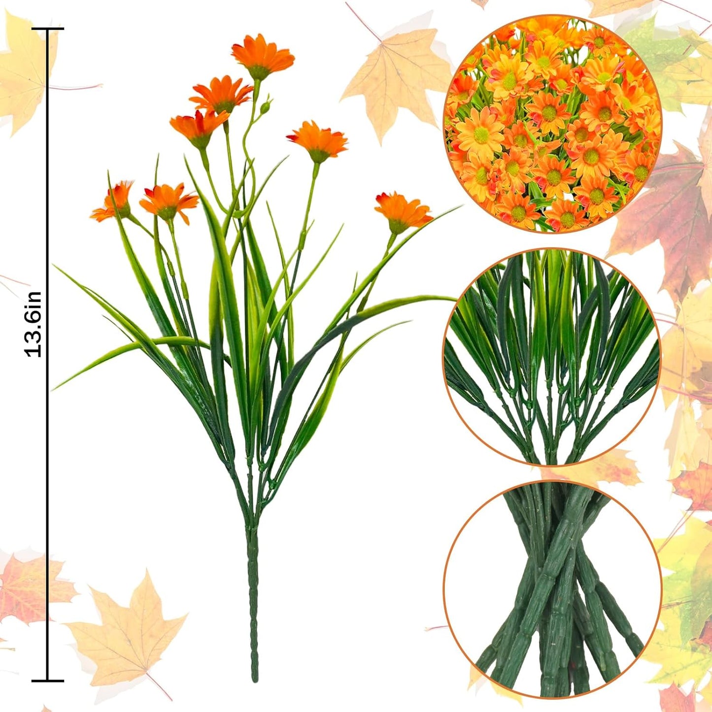 6 Bundles Sunflowers Artificial Flowers Daisy Mums Fake Flowers Outdoor UV Resistant No Fade Fall Flowers 24 Stems Greenery Shrubs Indoor Outside Home Wedding Office DIY Garden Décor (Yellow)