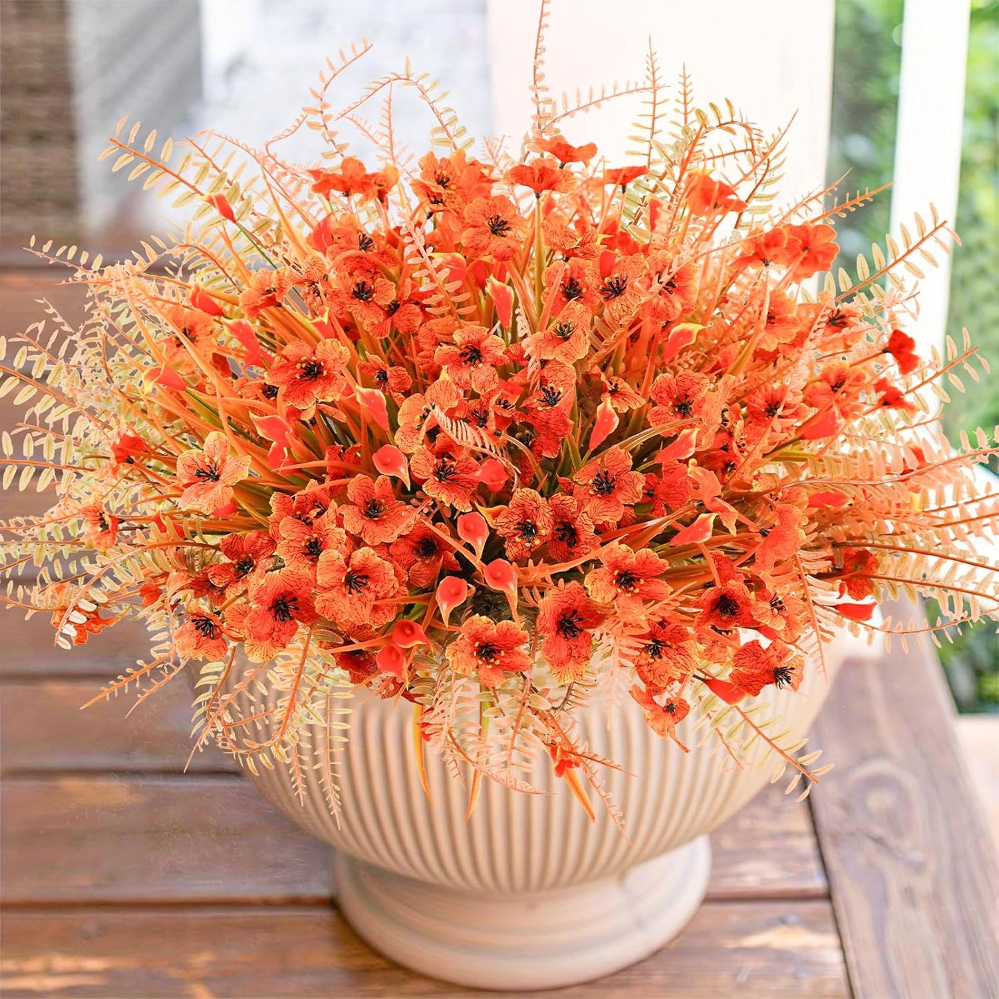 6 Bundles Sunflowers Artificial Flowers Daisy Mums Fake Flowers Outdoor UV Resistant No Fade Fall Flowers 24 Stems Greenery Shrubs Indoor Outside Home Wedding Office DIY Garden Décor (Yellow)
