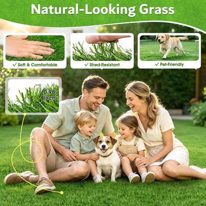 Artificial Grass Rug 2.6x3.3 FT, Synthetic Turf with Drainage Holes, for Patio, Balcony, Backyard, Dog Potty Training, Indoor Outdoor Lawn Carpet