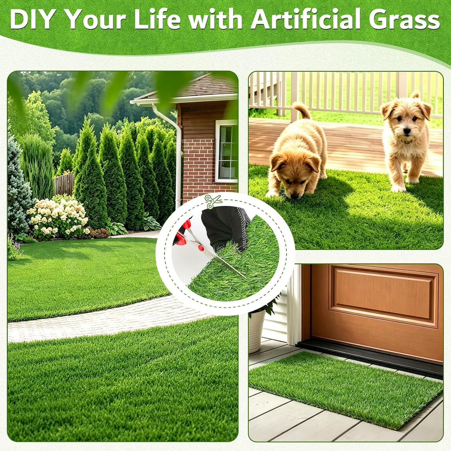 Artificial Grass Rug 2.6x3.3 FT, Synthetic Turf with Drainage Holes, for Patio, Balcony, Backyard, Dog Potty Training, Indoor Outdoor Lawn Carpet