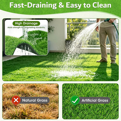Artificial Grass Rug 2.6x3.3 FT, Synthetic Turf with Drainage Holes, for Patio, Balcony, Backyard, Dog Potty Training, Indoor Outdoor Lawn Carpet