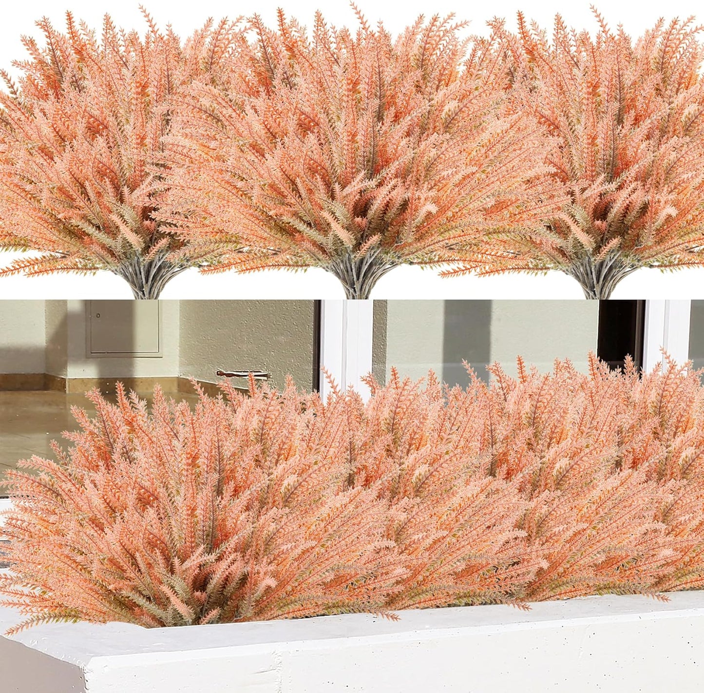 Artificial Flowers for Outdoors UV Resistant, 15 Bundles Fake Flowers Faux Plastic Plants Purple Lavender for Home Office Wedding Garden Porch Window Box Decor