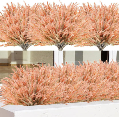 Artificial Flowers for Outdoors UV Resistant, 15 Bundles Fake Flowers Faux Plastic Plants Purple Lavender for Home Office Wedding Garden Porch Window Box Decor