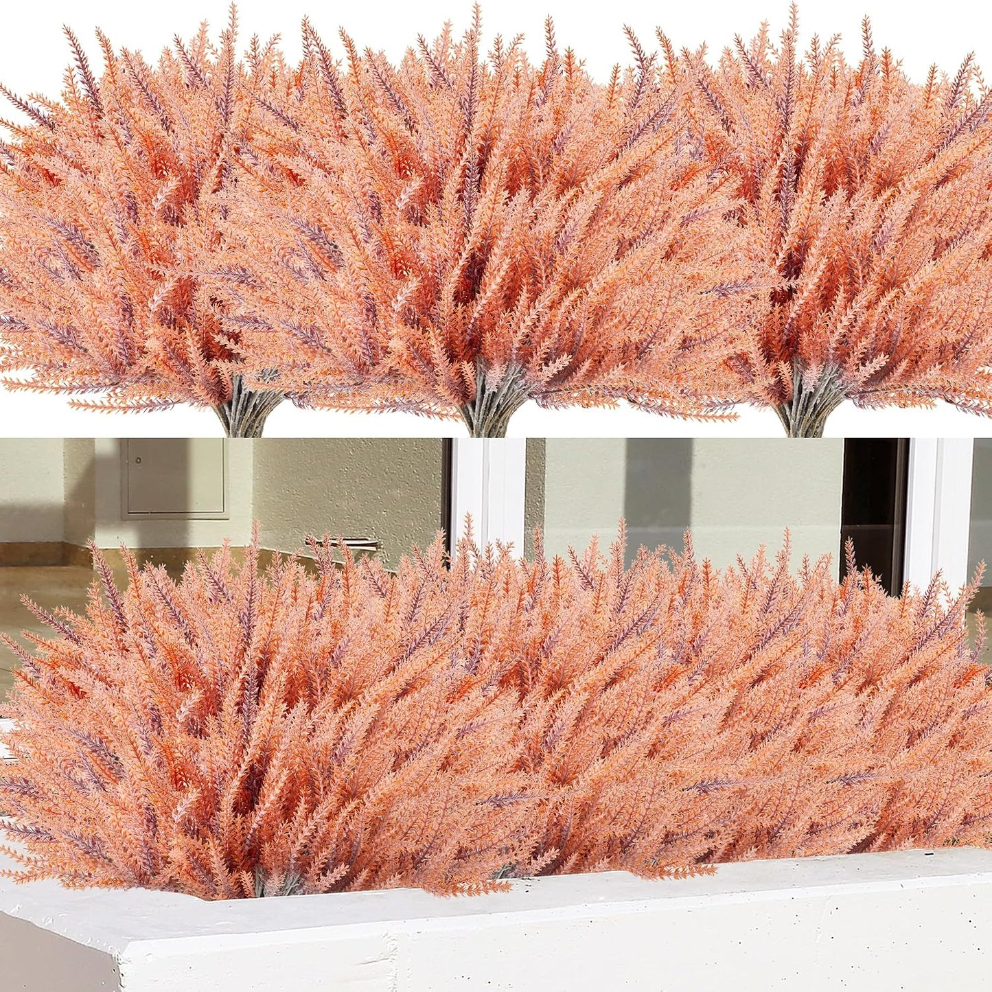Artificial Flowers for Outdoors UV Resistant, 15 Bundles Fake Flowers Faux Plastic Plants Purple Lavender for Home Office Wedding Garden Porch Window Box Decor