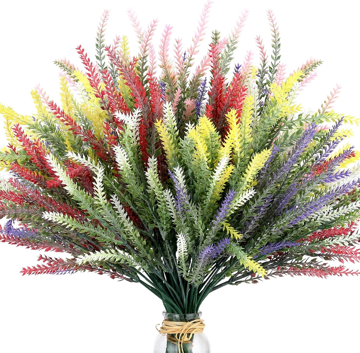 Artificial Flowers for Outdoors UV Resistant, 15 Bundles Fake Flowers Faux Plastic Plants Purple Lavender for Home Office Wedding Garden Porch Window Box Decor