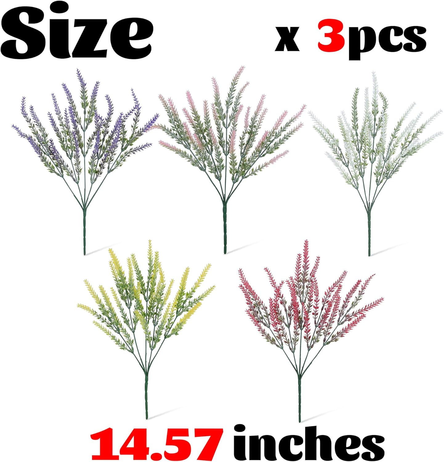 Artificial Flowers for Outdoors UV Resistant, 15 Bundles Fake Flowers Faux Plastic Plants Purple Lavender for Home Office Wedding Garden Porch Window Box Decor