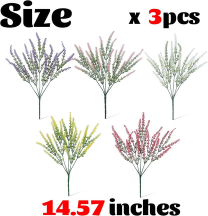 Artificial Flowers for Outdoors UV Resistant, 15 Bundles Fake Flowers Faux Plastic Plants Purple Lavender for Home Office Wedding Garden Porch Window Box Decor