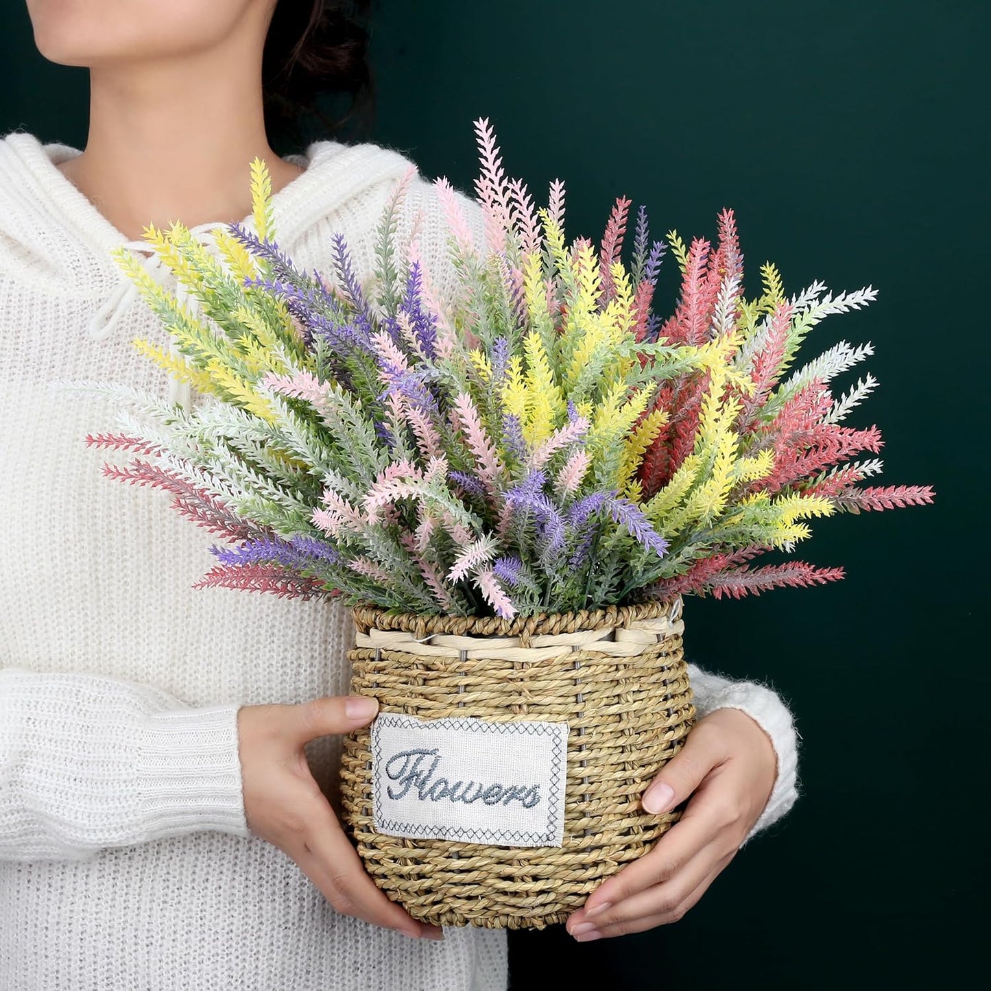 Artificial Flowers for Outdoors UV Resistant, 15 Bundles Fake Flowers Faux Plastic Plants Purple Lavender for Home Office Wedding Garden Porch Window Box Decor