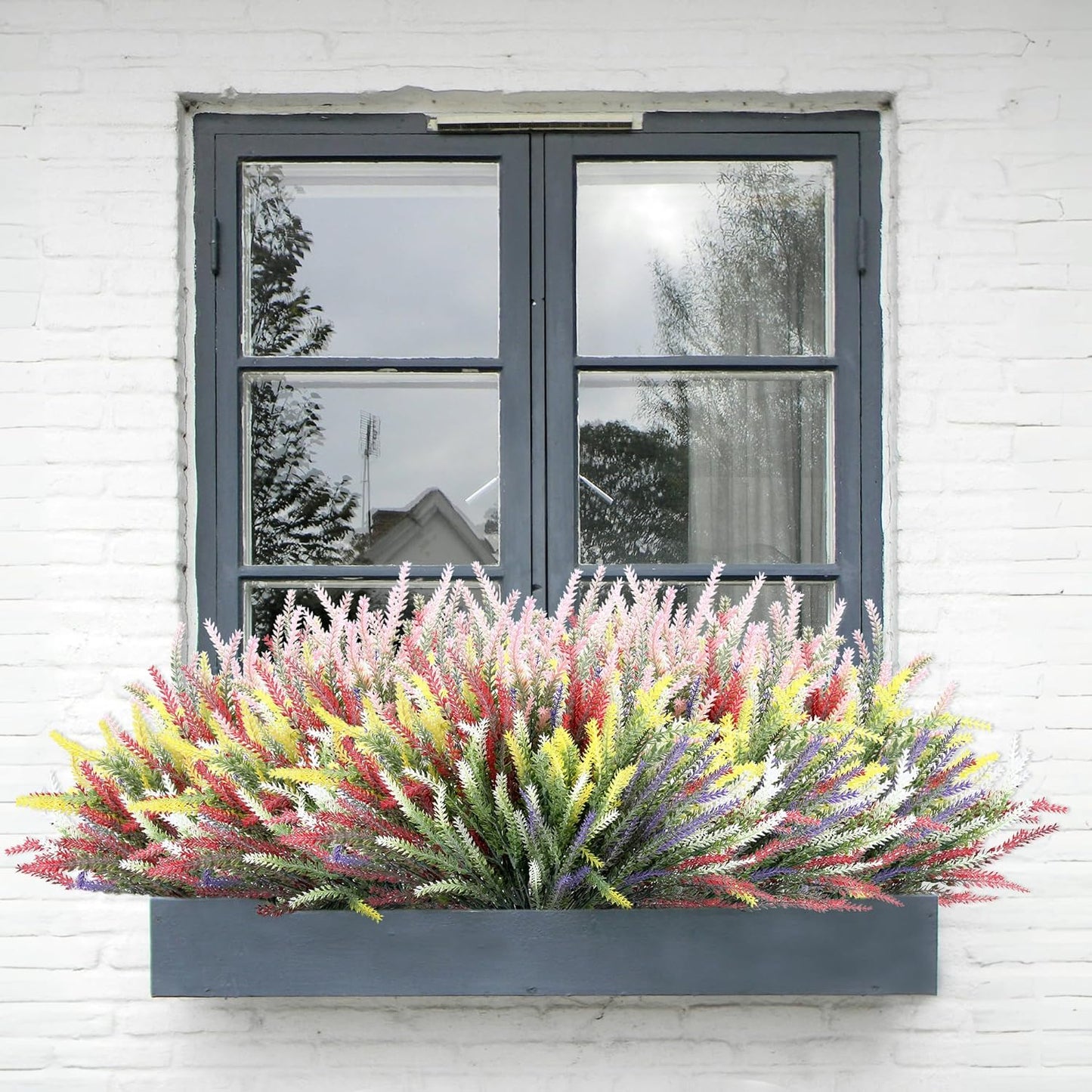 Artificial Flowers for Outdoors UV Resistant, 15 Bundles Fake Flowers Faux Plastic Plants Purple Lavender for Home Office Wedding Garden Porch Window Box Decor
