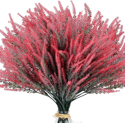 Artificial Flowers for Outdoors UV Resistant, 15 Bundles Fake Flowers Faux Plastic Plants Purple Lavender for Home Office Wedding Garden Porch Window Box Decor
