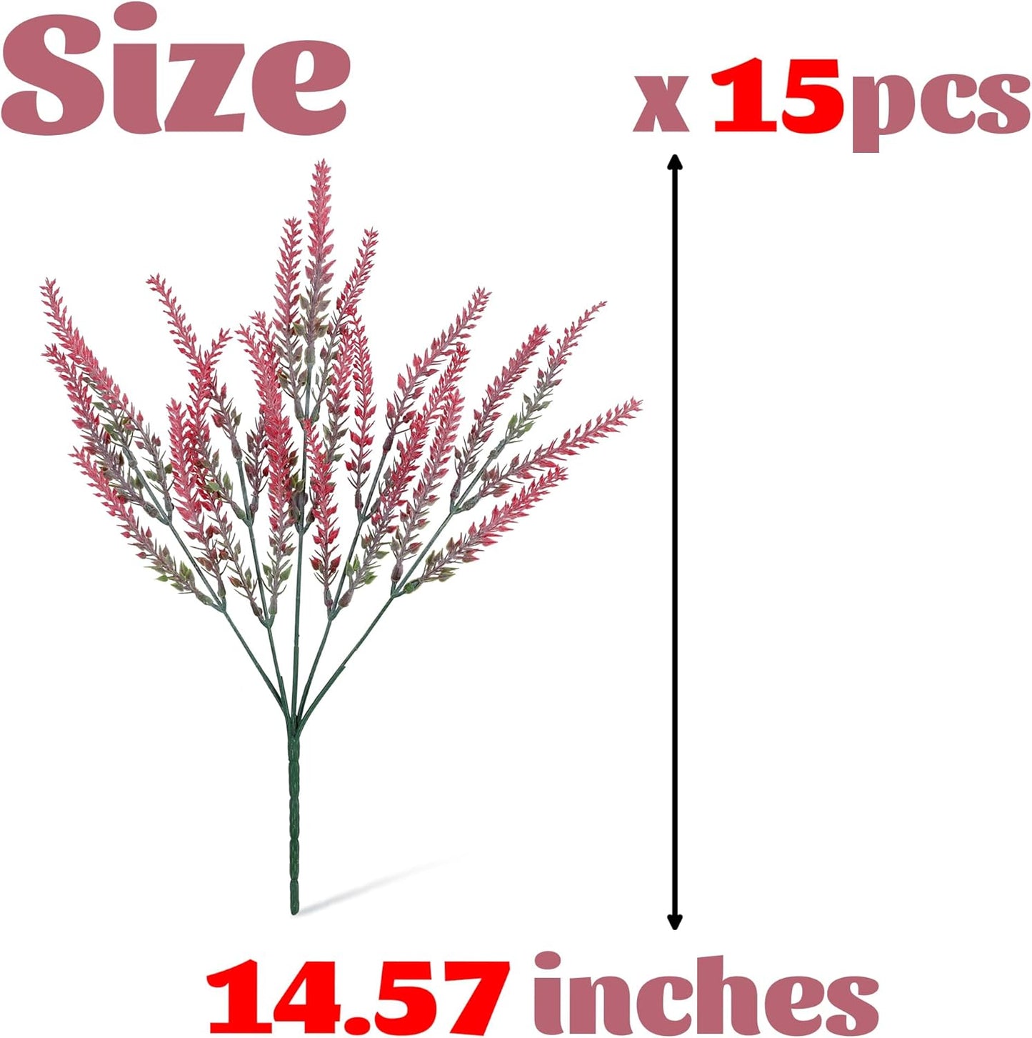 Artificial Flowers for Outdoors UV Resistant, 15 Bundles Fake Flowers Faux Plastic Plants Purple Lavender for Home Office Wedding Garden Porch Window Box Decor