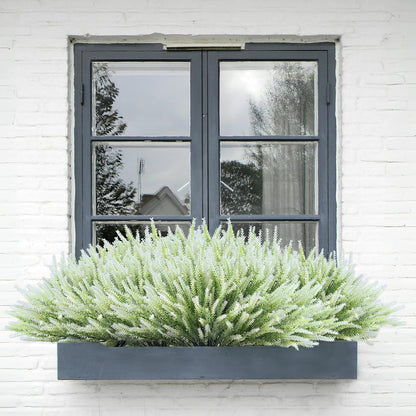 Artificial Flowers for Outdoors UV Resistant, 15 Bundles Fake Flowers Faux Plastic Plants Purple Lavender for Home Office Wedding Garden Porch Window Box Decor