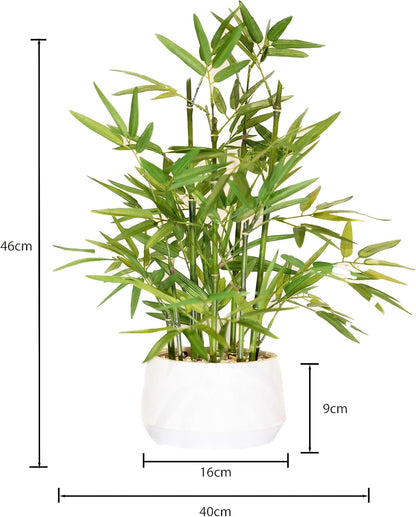 365 Blooming Decor 18-inch Tall Potted ARTIFICIAL Bamboo Plant (Black Pot) - Luxury Artificial Bamboo in black textures Pot for Home, Office, Kitchen, Counter Top, Indoor Decor, Money Tree, Lucky Tree