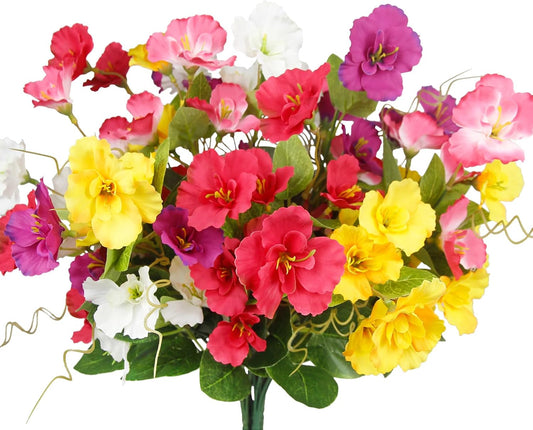 5 Pcs Artificial Flowers for Outdoors Hibiscus Spring Summer Decor Multicolor Artificial Tropical Flowers Realistic UV Resistant Silk Hibiscus Flowers for Outside Planter Front Door Porch Patio