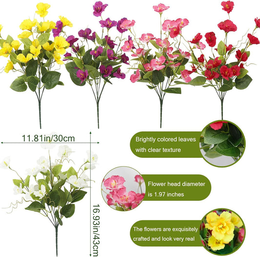 5 Pcs Artificial Flowers for Outdoors Hibiscus Spring Summer Decor Multicolor Artificial Tropical Flowers Realistic UV Resistant Silk Hibiscus Flowers for Outside Planter Front Door Porch Patio