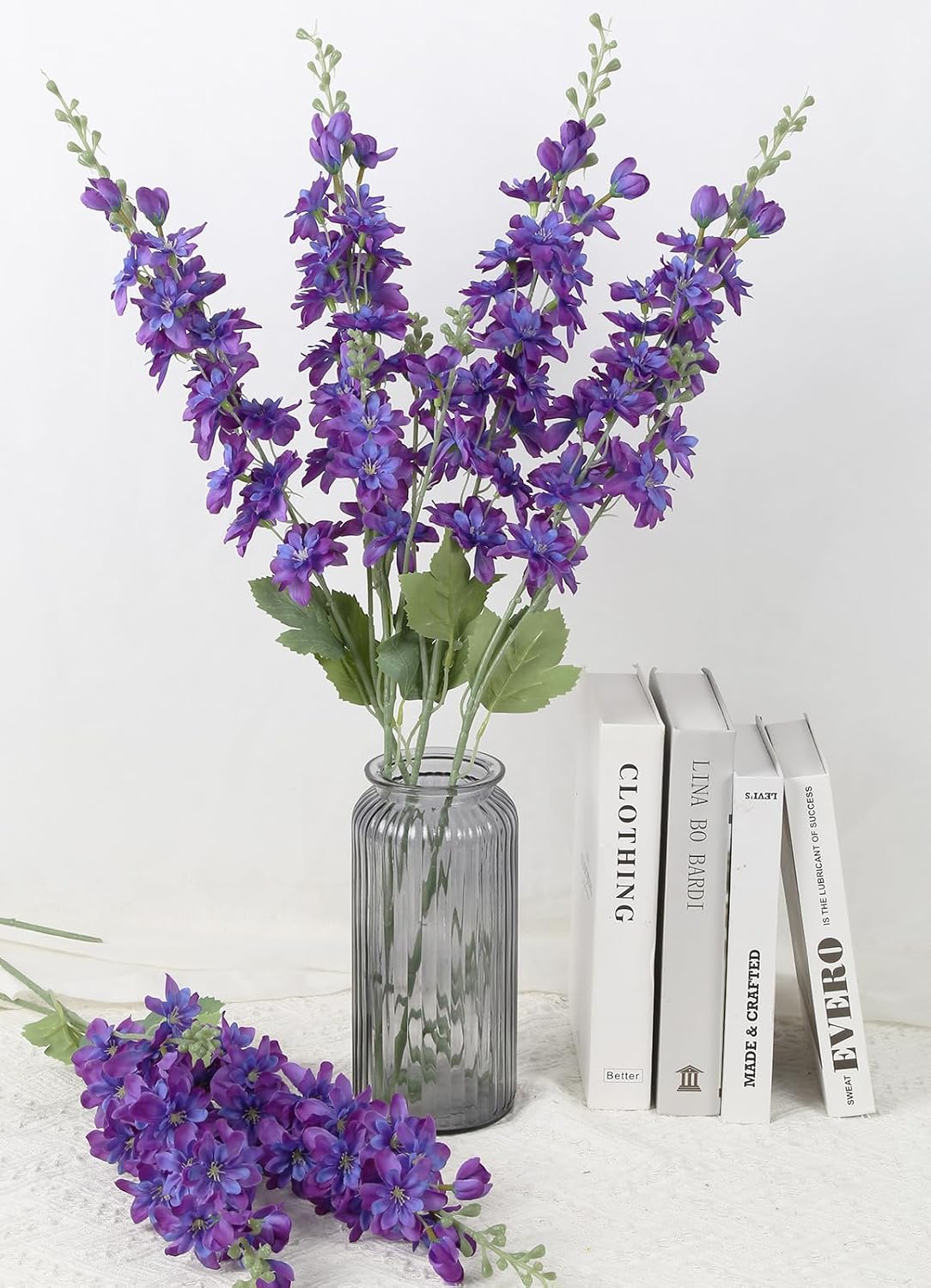6PCS Blue Delphinium Artificial Flowers 33" Larkspur Silk Flowers for Tall Vase Long Stem Fake Blue Flowers for Wedding Centerpieces Faux Flowers for Home Decor Indoor (Blue)