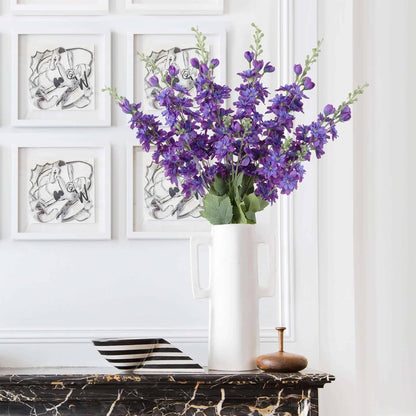 6PCS Blue Delphinium Artificial Flowers 33" Larkspur Silk Flowers for Tall Vase Long Stem Fake Blue Flowers for Wedding Centerpieces Faux Flowers for Home Decor Indoor (Blue)