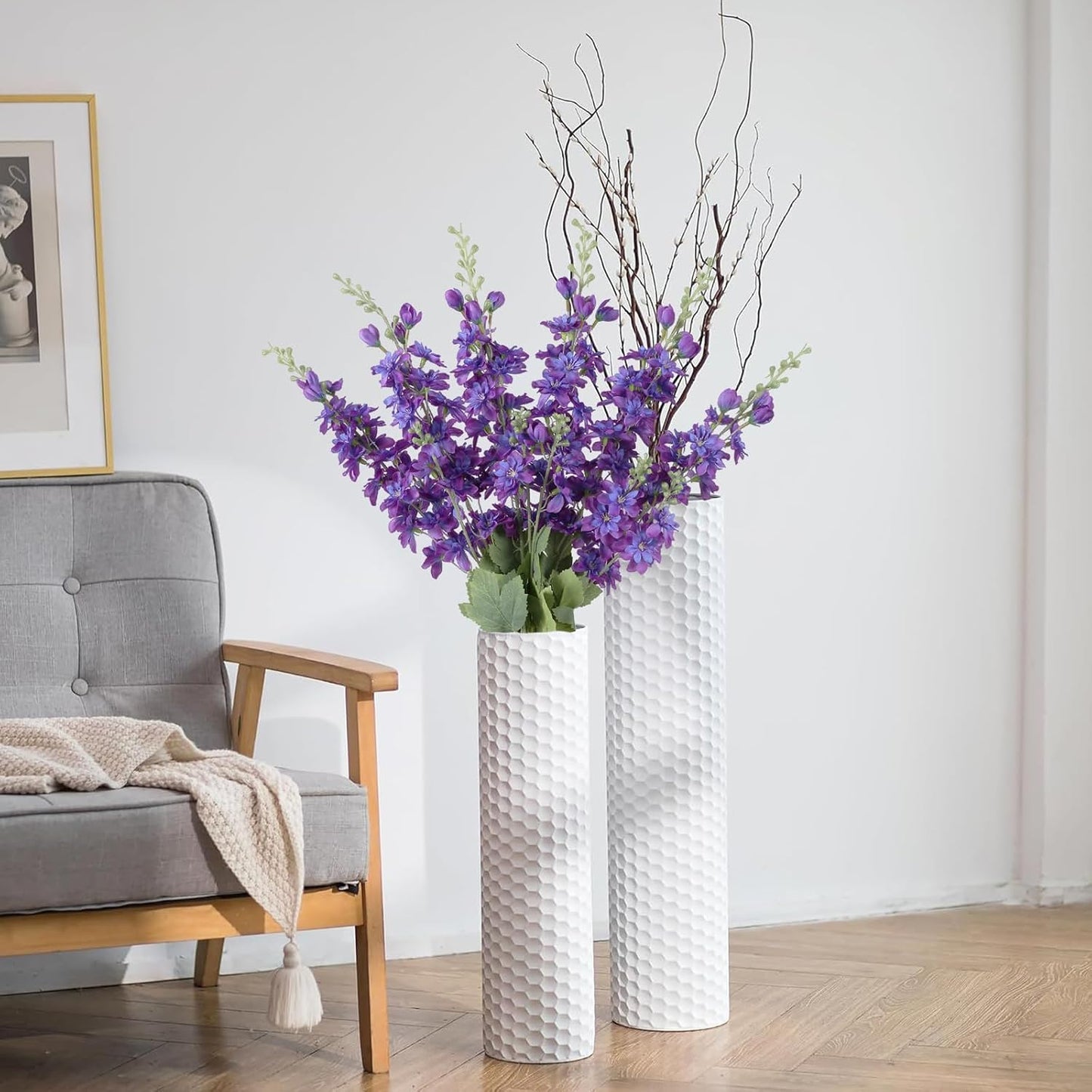 6PCS Blue Delphinium Artificial Flowers 33" Larkspur Silk Flowers for Tall Vase Long Stem Fake Blue Flowers for Wedding Centerpieces Faux Flowers for Home Decor Indoor (Blue)