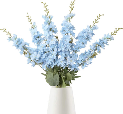 6PCS Blue Delphinium Artificial Flowers 33" Larkspur Silk Flowers for Tall Vase Long Stem Fake Blue Flowers for Wedding Centerpieces Faux Flowers for Home Decor Indoor (Blue)
