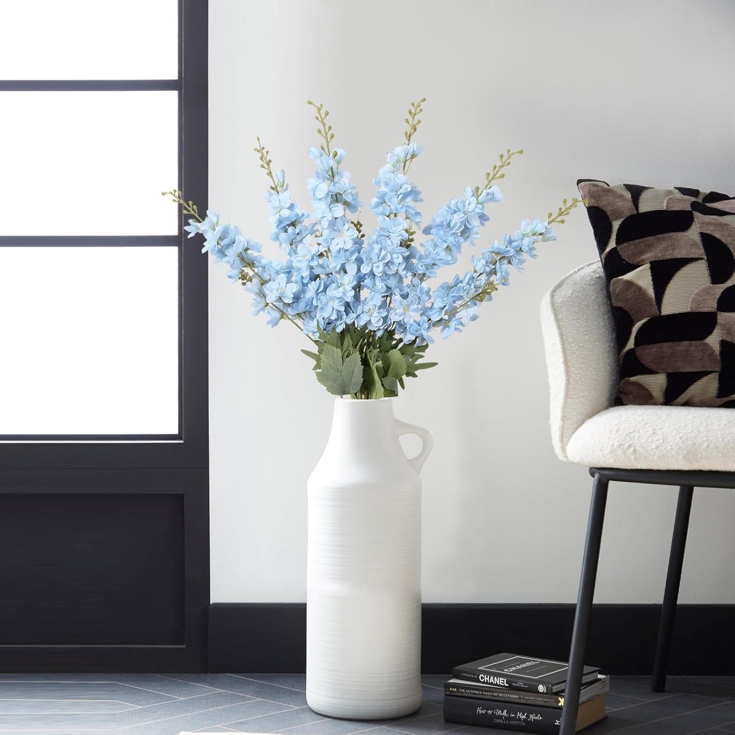 6PCS Blue Delphinium Artificial Flowers 33" Larkspur Silk Flowers for Tall Vase Long Stem Fake Blue Flowers for Wedding Centerpieces Faux Flowers for Home Decor Indoor (Blue)