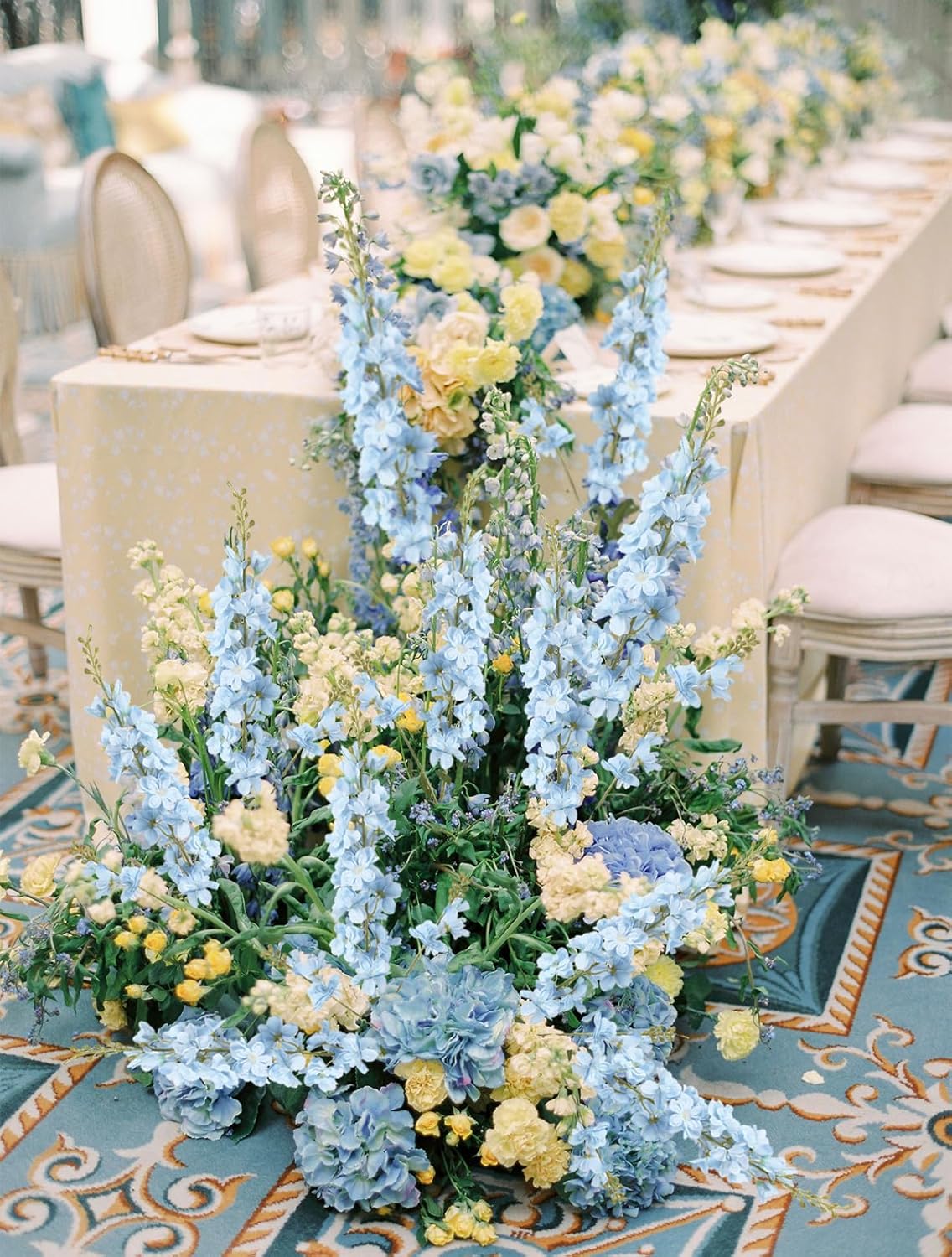 6PCS Blue Delphinium Artificial Flowers 33" Larkspur Silk Flowers for Tall Vase Long Stem Fake Blue Flowers for Wedding Centerpieces Faux Flowers for Home Decor Indoor (Blue)