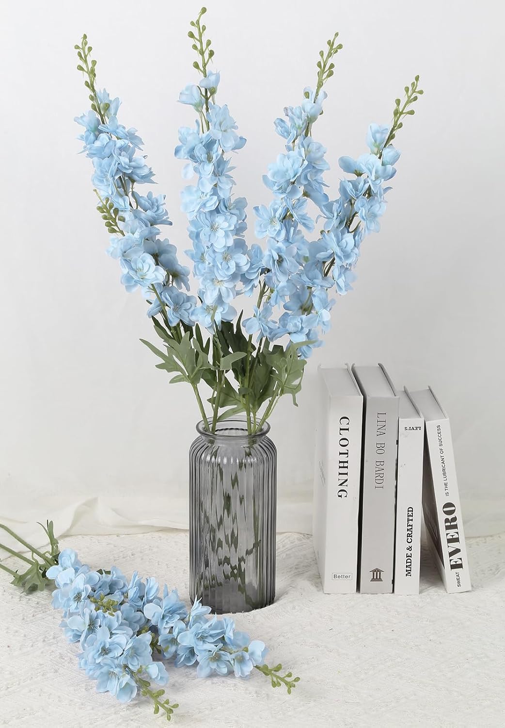 6PCS Blue Delphinium Artificial Flowers 33" Larkspur Silk Flowers for Tall Vase Long Stem Fake Blue Flowers for Wedding Centerpieces Faux Flowers for Home Decor Indoor (Blue)