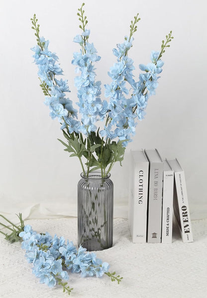 6PCS Blue Delphinium Artificial Flowers 33" Larkspur Silk Flowers for Tall Vase Long Stem Fake Blue Flowers for Wedding Centerpieces Faux Flowers for Home Decor Indoor (Blue)