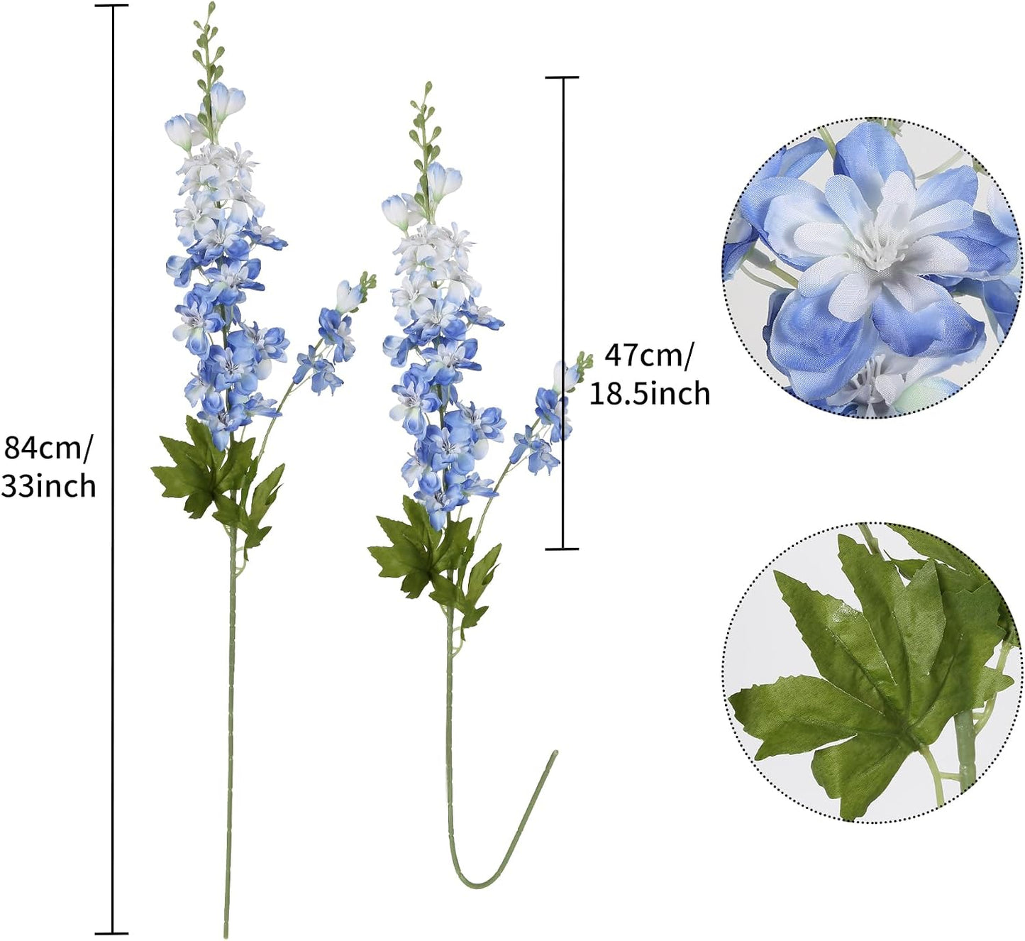 6PCS Blue Delphinium Artificial Flowers 33" Larkspur Silk Flowers for Tall Vase Long Stem Fake Blue Flowers for Wedding Centerpieces Faux Flowers for Home Decor Indoor (Blue)