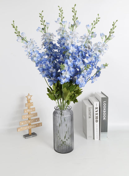 6PCS Blue Delphinium Artificial Flowers 33" Larkspur Silk Flowers for Tall Vase Long Stem Fake Blue Flowers for Wedding Centerpieces Faux Flowers for Home Decor Indoor (Blue)