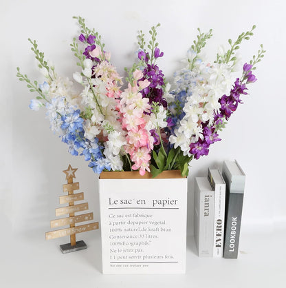 6PCS Blue Delphinium Artificial Flowers 33" Larkspur Silk Flowers for Tall Vase Long Stem Fake Blue Flowers for Wedding Centerpieces Faux Flowers for Home Decor Indoor (Blue)