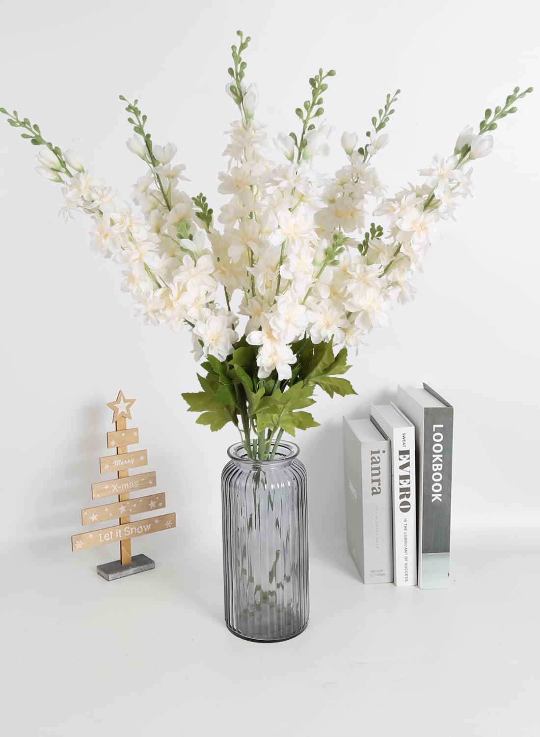 6PCS Blue Delphinium Artificial Flowers 33" Larkspur Silk Flowers for Tall Vase Long Stem Fake Blue Flowers for Wedding Centerpieces Faux Flowers for Home Decor Indoor (Blue)