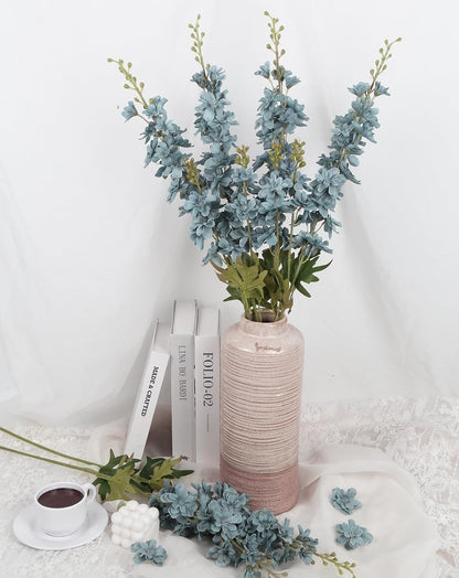 6PCS Blue Delphinium Artificial Flowers 33" Larkspur Silk Flowers for Tall Vase Long Stem Fake Blue Flowers for Wedding Centerpieces Faux Flowers for Home Decor Indoor (Blue)