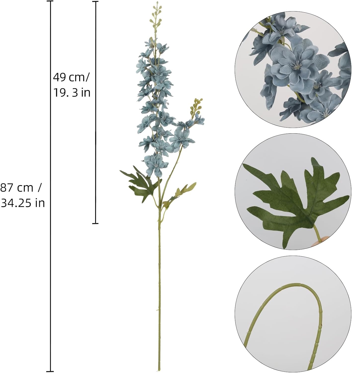 6PCS Blue Delphinium Artificial Flowers 33" Larkspur Silk Flowers for Tall Vase Long Stem Fake Blue Flowers for Wedding Centerpieces Faux Flowers for Home Decor Indoor (Blue)