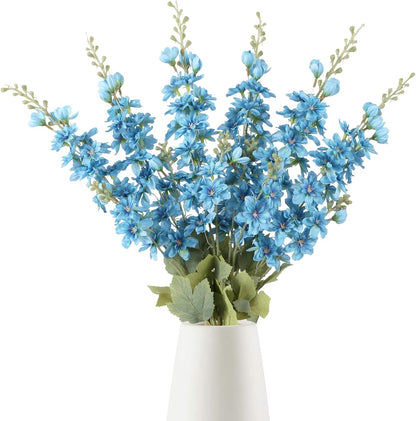 6PCS Blue Delphinium Artificial Flowers 33" Larkspur Silk Flowers for Tall Vase Long Stem Fake Blue Flowers for Wedding Centerpieces Faux Flowers for Home Decor Indoor (Blue)